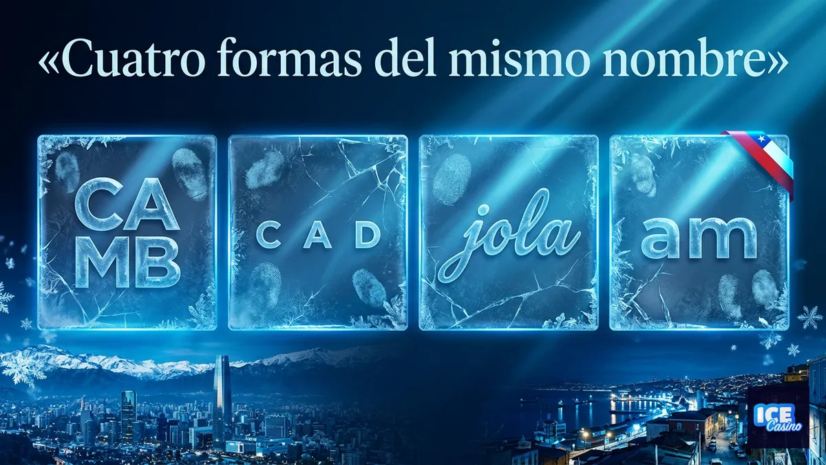 Comparación visual de las cuatro variantes de escritura del nombre del operador, guía Ice Casino Chile