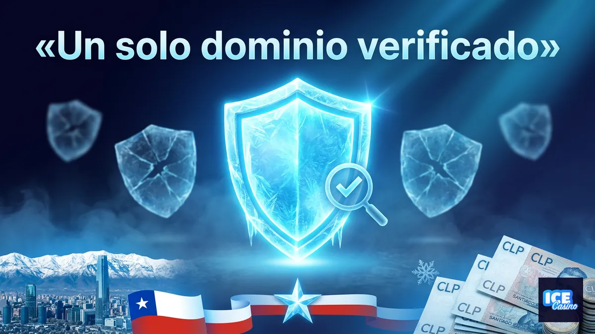 Esquema del dominio oficial del operador frente a sitios con nombre parecido, guía Ice Casino Chile