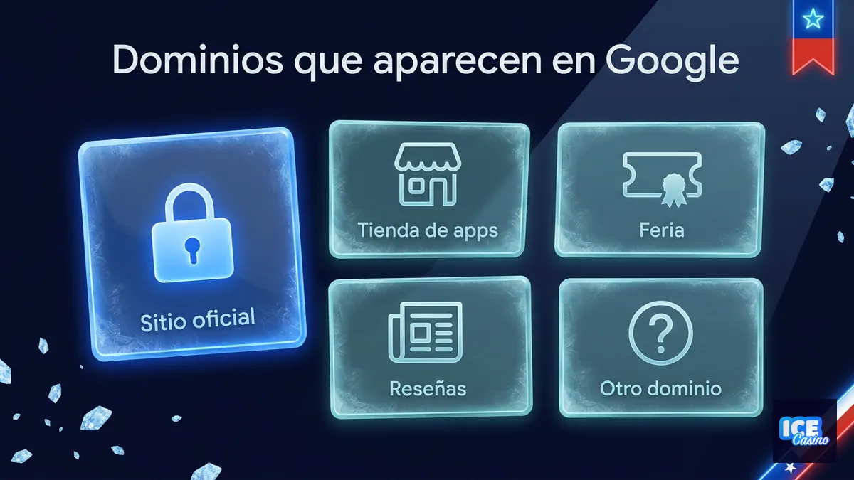 Comparación de dominios que aparecen en Google al buscar Ice Casino desde Chile